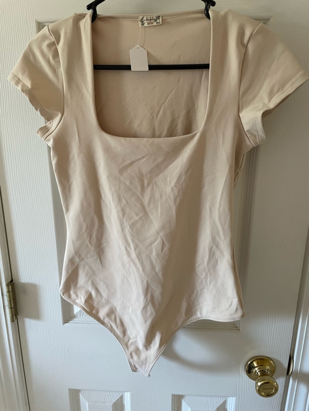 Free People Intimately Bodysuit Cream Short Sleeve Size M 🤍
